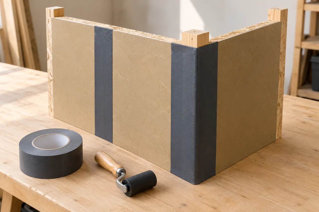 Integrated sheathing and seam treatment — Cedar Hill