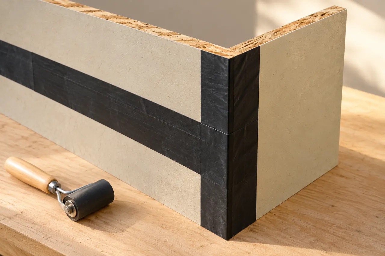 Integrated sheathing and seam treatment — Mansfield