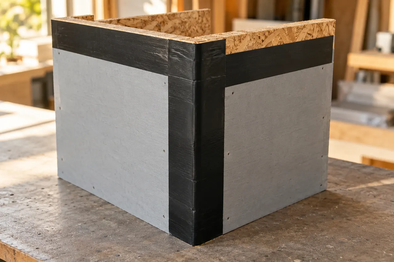 Integrated sheathing and seam treatment — Mansfield