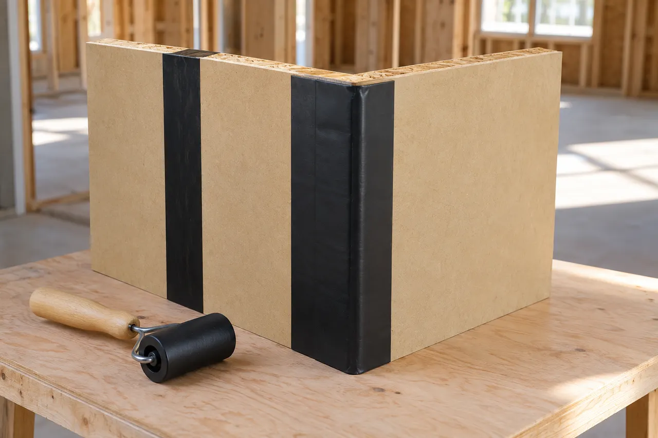 Integrated sheathing and seam treatment — Plano