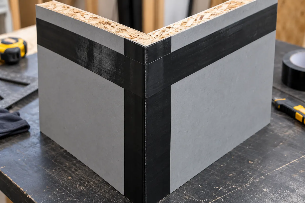 Integrated sheathing and seam treatment — Plano