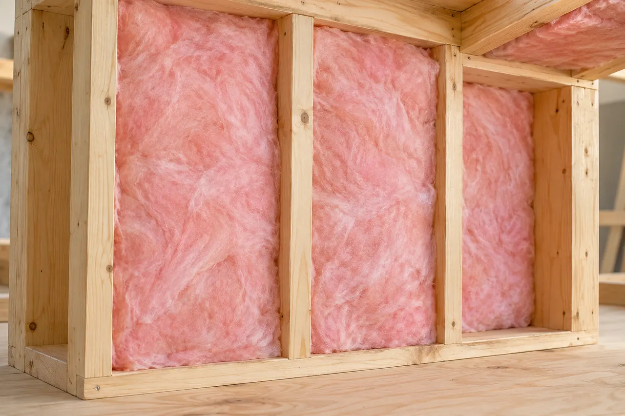 Fiberglass batt insulation — Red Oak