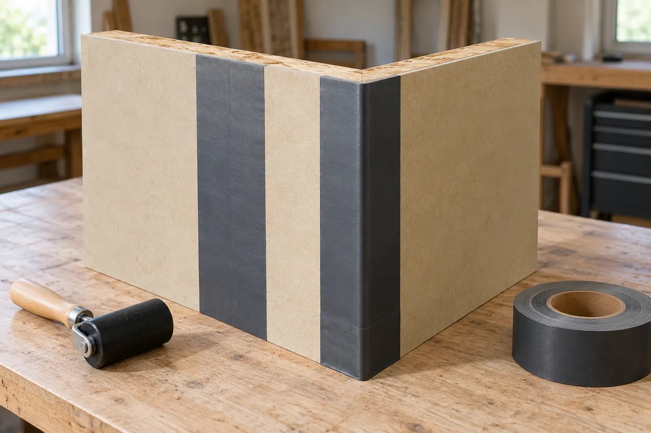 Integrated sheathing and seam treatment — Red Oak