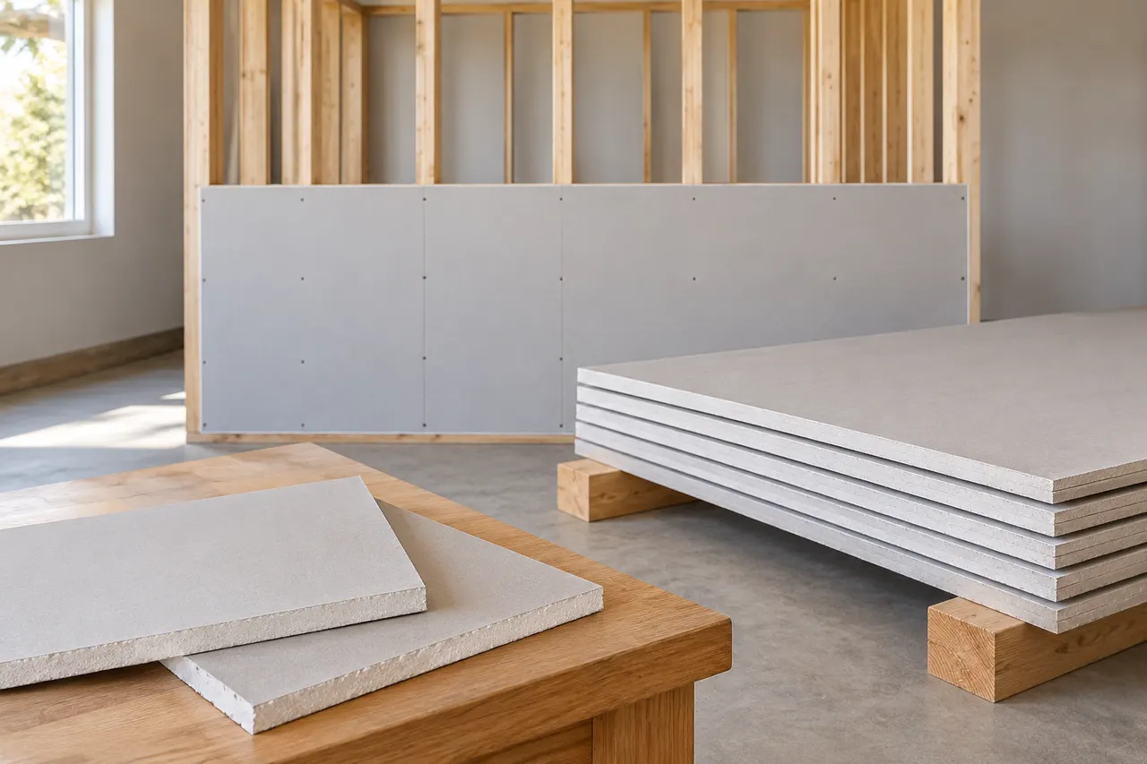 Gypsum wall and ceiling panels — Red Oak