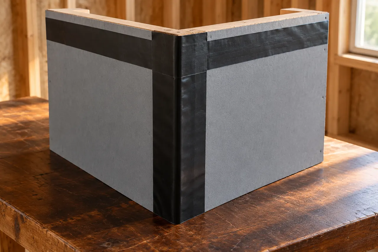 Integrated sheathing and seam treatment — Red Oak