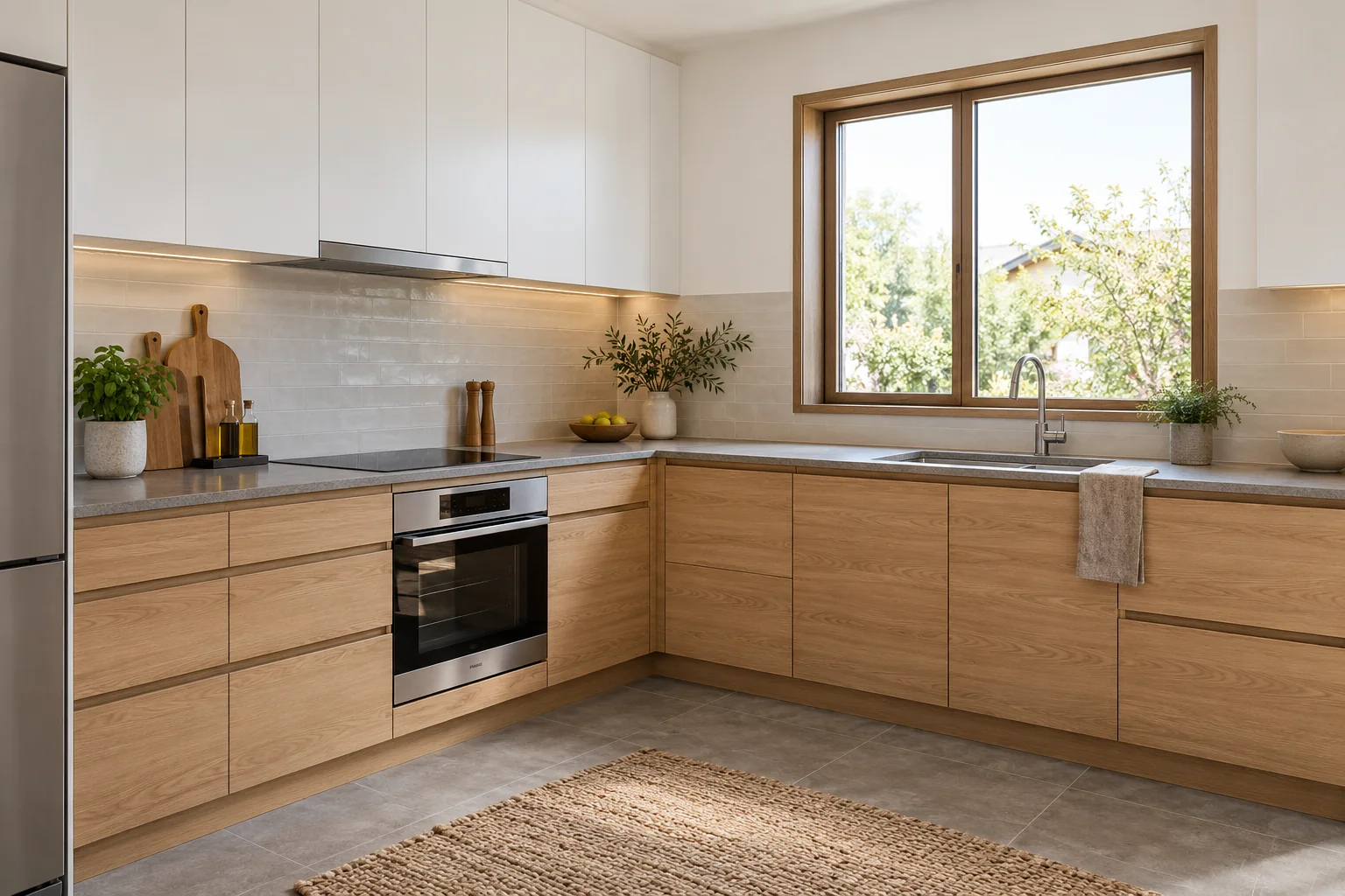 Representative illustration for kitchen remodeling: Bright kitchen design concept.