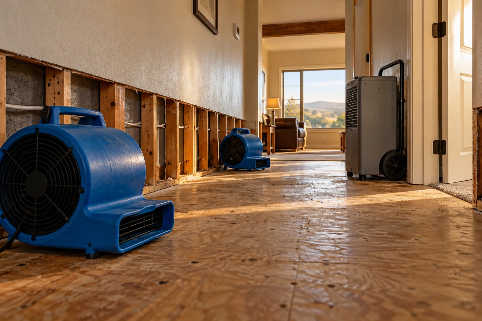 water damage restoration concept · Red Oak