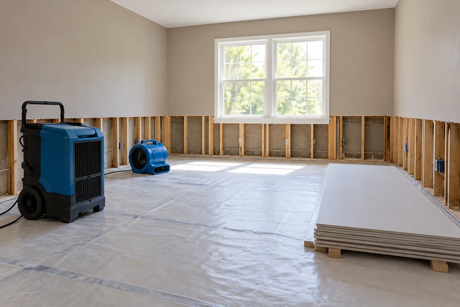 water damage restoration concept · Red Oak