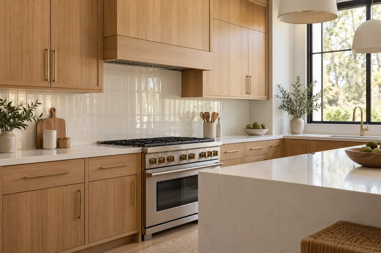 backsplash installation concept · Red Oak