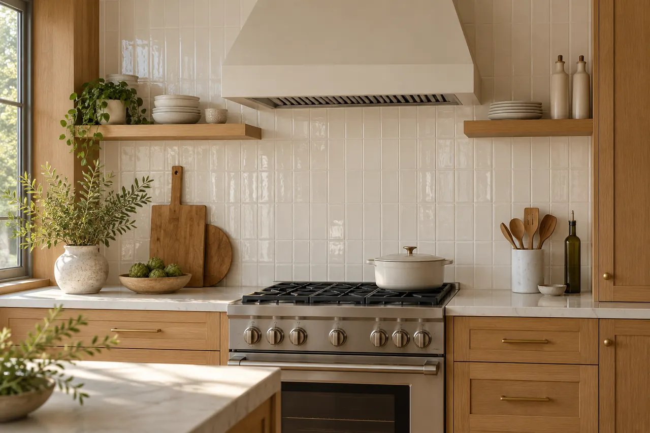 backsplash installation concept · Red Oak