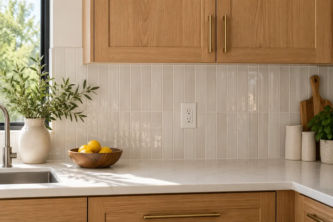 backsplash installation concept · Red Oak