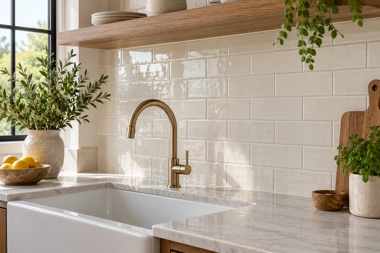 backsplash installation concept · Red Oak