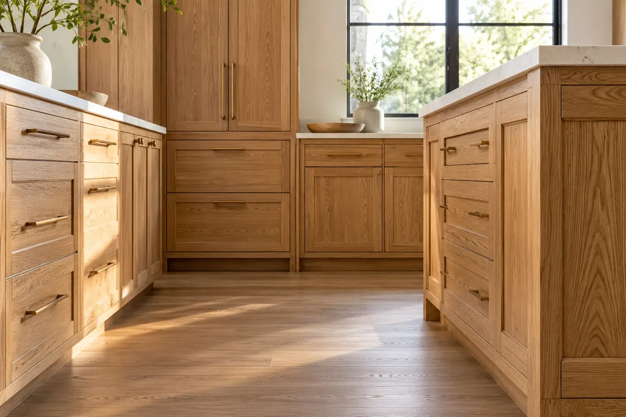 cabinet installation concept · Red Oak