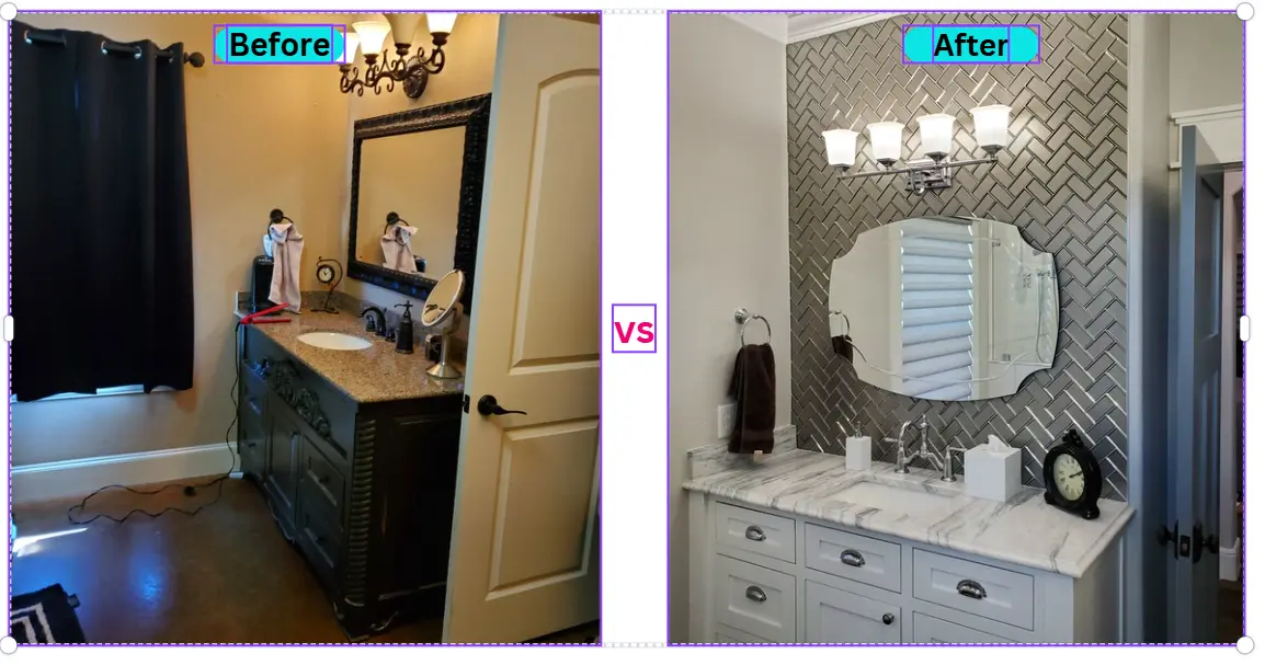 Bathroom vanity remodeling before and after in Fort Worth Texas