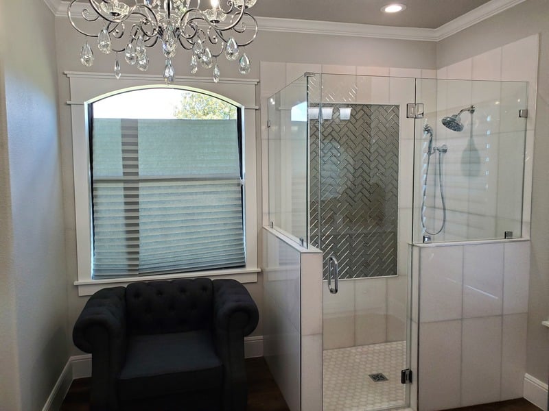 Completed custom glass shower by Luna General Contractors