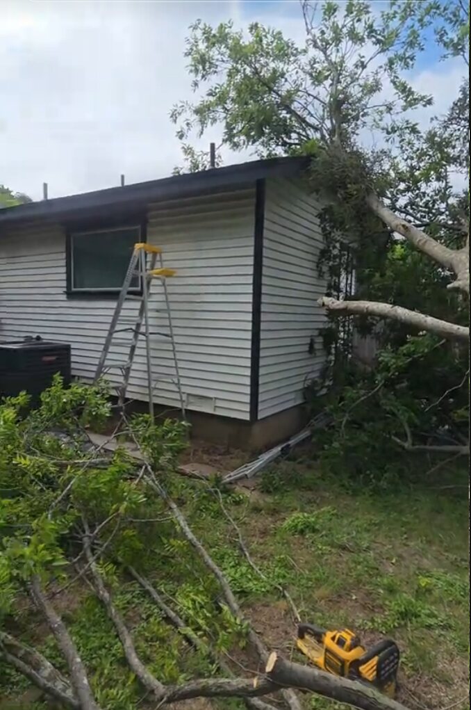 Tree damage affecting a residential siding project